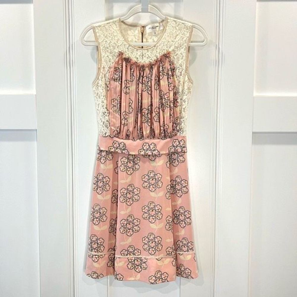 Jill Stuart Collection Size 2 Silk Lace Floral Dress Sleeveless Knee Length